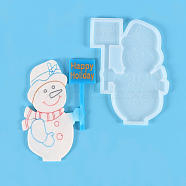 Christmas Theme DIY Snowman Display Silhouette Silicone Statue Molds, Resin Casting Molds, for Portrait Sculpture UV Resin & Epoxy Resin Craft Making, White, 162x122x6mm, Inner Diameter: 152x111mm(DIY-F114-04)