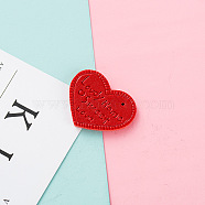 PU Leather Pendants, Heart with Word Lovdy Home Sweet Love, Dark Red, 38x30x2.5mm, Hole: 2mm(FIND-CJC0002-04E)