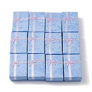 (Defective Closeout Sale: Defects in the Corners) 12Pcs Cardboard Jewelry Set Boxes, with Sponge Pad Inside, for Anniversaries, Weddings, Birthdays, Rectangle with Bowknot, Light Sky Blue, 8x5x2.7cm(CBOX-XCP0001-06)