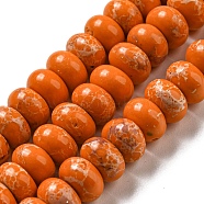 Synthetic Imperial Jasper Dyed Beads Strands, Rondelle, Dark Orange, 8~8.5x5~5.5mm, Hole: 1.2mm, about 76~77pcs/strand, 15.20''~15.47"(38.6~39.3cm)(G-D077-E01-01F)