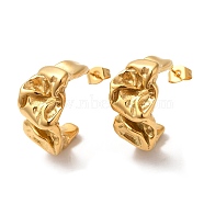 Ion Plating(IP) 304 Stainless Steel Twist Stud Earrings, Real 18K Gold Plated, 23.5x11.5mm(EJEW-K244-36G)