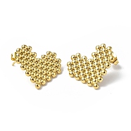 Ion Plating(IP) 304 Stainless Steel Heart Stud Earrings for Women, Golden, 18x20mm, Pin: 0.8mm(STAS-B034-17G)