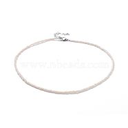 Glass Seed Beaded Necklaces, with Brass Crimp Beads and 304 Stainless Steel Lobster Claw Clasps, Bisque, 18.3 inch(46.5cm)(NJEW-JN02466-02)