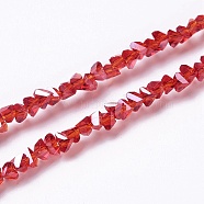 Transparent Glass Beads Strands, AB Color Plated, Faceted, Triangle, Red, 3x2.5x2mm, Hole: 0.8mm, about 148pcs/strand, 10.71~10.79''(27.2~27.4cm)(GLAA-H022-09A-01)