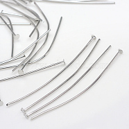 Iron Flat Head Pins, Nickel Free, Platinum, 60x0.7mm, 21 Gauge, about 1600pcs/500g, Head: 2mm(IFIN-R217-0.7x60-P-NF)