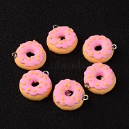 Polymer Clay Pendants, Donut, Hot Pink, 19x7mm, Hole: 3mm(X-CLAY-Q186-07)