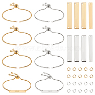 DIY Rectangle Link Slider Bracelet Making Kit, Including 304 Stainless Steel Bracelet Making & Connector Charms, Golden & Stainless Steel Color, 56Pcs/box(STAS-UN0039-29)