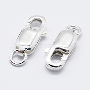 925 Sterling Silver Lobster Claw Clasps, with 925 Stamp, Silver, 20mm, Hole: 3mm(STER-K167-075F-S)