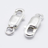 925 Sterling Silver Lobster Claw Clasps, with 925 Stamp, Silver, 16x8x3.5mm, Hole: 3mm(STER-K167-075F-S)