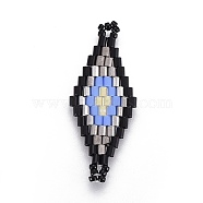 MIYUKI & TOHO Handmade Japanese Seed Beads Links, Loom Pattern, Rhombus, Colorful, 31.4~33x12.7~13.4x1.6~1.7mm, Hole: 1~1.4mm(SEED-E004-F29)