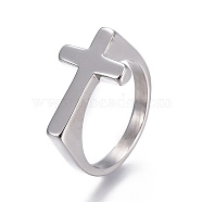 304 Stainless Steel Finger Rings, Cross, Stainless Steel Color, Size 11, 20.5mm(RJEW-O032-12P-20.5mm)