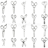 100Pcs 10 Styles Tibetan Style Alloy Pendants, Cadmium Free & Nickel Free & Lead Free, Scissor Shape, Antique Silver, 17~35x8.5~16x1.5~3.5mm, Hole: 1.6~2mm, 10pcs/style(TIBEP-CJ0002-36)