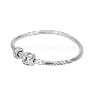 TINYSAND Sterling Silver Tinysand Stopper European Bracelets, Silver, 170mm, Packing Size: 11x11.4x2.3cm(TS-BS001-S-17)