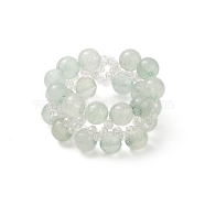 Natural Green Aventurine & Glass Braided Beaded Stretch Ring for Women, US Size 6 3/4(17.1mm)(RJEW-JR00546-01)