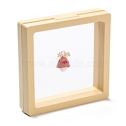 Square Transparent PE Thin Film Suspension Jewelry Display Box, for Ring Necklace Bracelet Earring Storage, Lemon Chiffon, 9x9x2cm(CON-D009-01A-01)