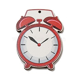 Wood Pendant, Teachers' Day Theme, Clock, 44.5x34x2.5mm, Hole: 1.6mm(WOOD-H107-04-03)