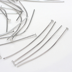 Iron Flat Head Pins, Nickel Free, Platinum, 60x0.7mm, 21 Gauge, about 1600pcs/500g, Head: 2mm(IFIN-R217-0.7x60-P-NF)