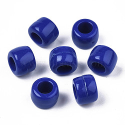 Opaque Acrylic European Beads, Large Hole Beads, Rondelle, Dark Blue, 8x6mm, Hole: 4mm, about 2033pcs/500g(SACR-S273-34A)