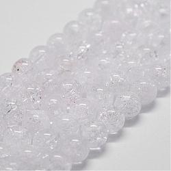 Natural Crackle Quartz Beads Strands, Round, 10mm, Hole: 1mm, about 40pcs/strands, 14.9 inch~15.1 inch(G-D840-01-10mm)