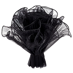 2Bags Pleated Gauze Yarn Flower Bouquets Wrapping Packaging, Suitable for Mother's Day Gift Giving Decoration, Black, 4572x280mm, 5yards/bag(OP-NB0001-13A)