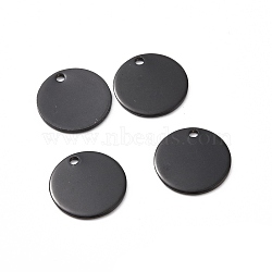 304 Stainless Steel Pendants, Blank Stamping Tag, Flat Round, Electrophoresis Black, 15x1mm, Hole: 1.5mm(EJEW-L238-01F-B)