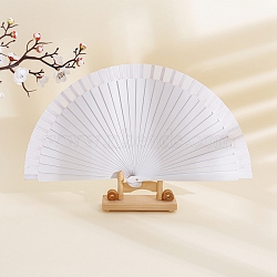 Spanish Solid Color Bamboo with Paper Folding Fan, for Party Wedding Dancing Decoration, White, 230mm(PW-WGF3F0E-07)