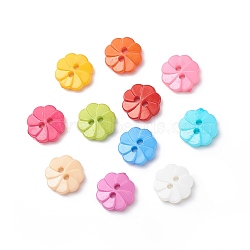 Acrylic Buttons, 2-Hole, Dyed, Flower, Mixed Color, 13x3mm, Hole: 2mm(X-BUTT-E007-A-M)