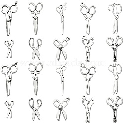 100Pcs 10 Styles Tibetan Style Alloy Pendants, Cadmium Free & Nickel Free & Lead Free, Scissor Shape, Antique Silver, 17~35x8.5~16x1.5~3.5mm, Hole: 1.6~2mm, 10pcs/style(TIBEP-CJ0002-36)