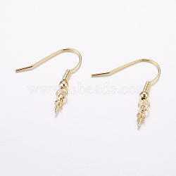Brass Earring Hooks, For Half Drilled Beads, Long-Lasting Plated, Real 18K Gold Plated, Cadmium Free & Nickel Free & Lead Free, Golden, 25x3x3mm, Pin: 1mm(X-KK-F714-02G)