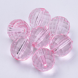 Transparent Acrylic Beads, Faceted, Round, Pink, 12x12mm, Hole: 1.9mm, about 496pcs/500g(TACR-Q254-12mm-V03)