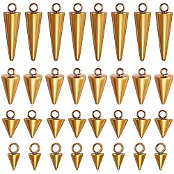 32Pcs 4 Style 304 Stainless Steel Pendants, Spike/Cone, Golden, 6.5~18x3~7mm, Hole: 1.8~2mm, 8pcs/style(STAS-SZ0002-36G)