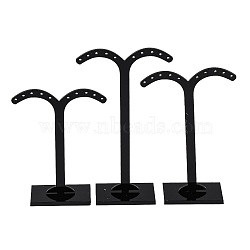 Acrylic Earring Display Tower Set, Tree Shaped Jewelry Organizer Holder for Earrings Storage, Black, 9.45x2.9x9.6~13cm, 3pcs/set(EDIS-K004-01E)