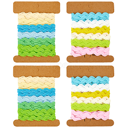 4 Cards 2 Styles  Polyester Wavy Fringe Trim Ribbon, Wave Bending Lace Trim, for Clothes Sewing and Art Craft Decoration, Mixed Color, 1/4 inch(7.5mm), 2 card/style(DIY-GF0009-48D)