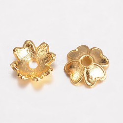 Alloy Bead Caps Enamel Settings, Four Leaf Clover, Golden, 7.5x2mm, Hole: 1mm(PALLOY-D348-05G)