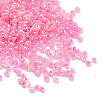 Glass Seed Beads, Ceylon, Round,, Hot Pink, 2~2.5x1.5~2mm, Hole: 0.8mm, about 50000pcs/500g