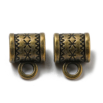 Tibetan Style Hangers, Bail Beads, Lead Free & Cadmium Free & Nickel Free, Column, Antique Bronze Color, 11x8x6mm, Hole: 2mm, Inner Diameter: 5mm