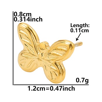 304 Stainless Steel Butterfly Stud Earrings for Women, Golden