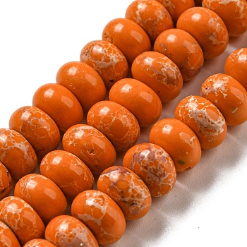 Synthetic Imperial Jasper Dyed Beads Strands, Rondelle, Dark Orange, 8~8.5x5~5.5mm, Hole: 1.2mm, about 76~77pcs/strand, 15.20''~15.47"(38.6~39.3cm)