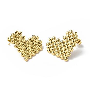 Ion Plating(IP) 304 Stainless Steel Heart Stud Earrings for Women, Golden, 18x20mm, Pin: 0.8mm