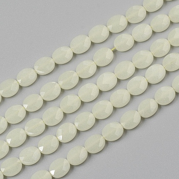 Synthetic Luminous Stone Beads Strands, Faceted, Oval, 9.8~10.3x8~8.3x3.7~4.1mm, Hole: 0.8mm, about 40pcs/strand, 15.55 inch(39.5cm)