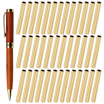 32Pcs Brass Tube Beads, Golden, 50x7mm, Hole: 6.5mm