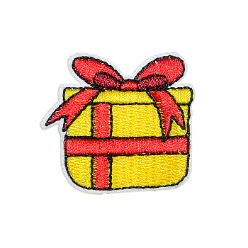 Christmas Theme Computerized Embroidery Cloth Self Adhesive Patches, Stick On Patch, Costume Accessories, Appliques, Box, 39x36mm