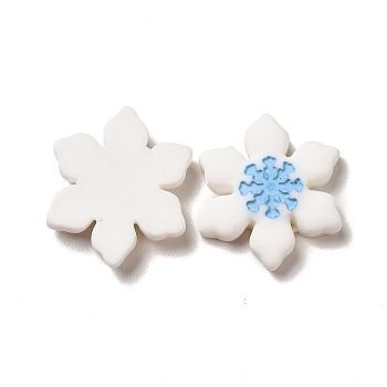 Christmas Opaque Resin Cabochons, Snowflake, White, 22x20x5mm