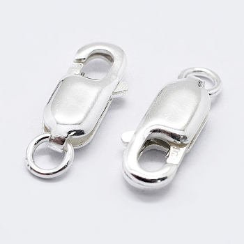 925 Sterling Silver Lobster Claw Clasps, with 925 Stamp, Silver, 20mm, Hole: 3mm
