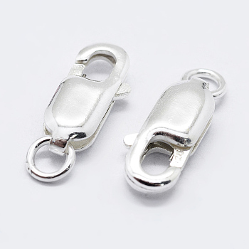 925 Sterling Silver Lobster Claw Clasps, with 925 Stamp, Silver, 16x8x3.5mm, Hole: 3mm