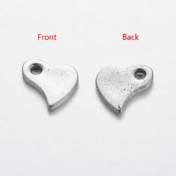 Original Color Heart Charms 201 Stainless Steel Pendants, Chain Extender Drop, 6x5.5x0.5mm, Hole: 1mm