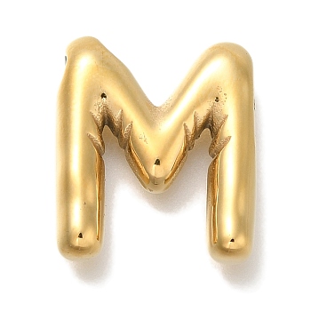 PVD Vacuum Plating 304 Stainless Steel Pendants, Real 18K Gold Plated, Letter Charm, Letter M, 19x16.5x4.5mm, Hole: 2mm