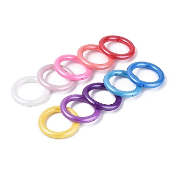 Pearlized Silicone Beads, Ring, Mixed Color, 63~65.5x9.5~10mm, Hole: 3mm