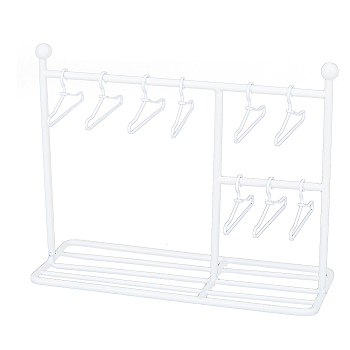 Iron Doll Clothes Rack & Hangers, for Dollhouse Furniture Accessories, Mixed Color, Rack: 151x56x122mm, 1pc, Hangers: 25x40x3mm, 10pcs