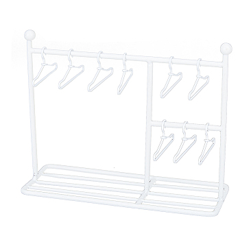 SUPERFINDINGS Iron Doll Clothes Rack & Hangers, for Dollhouse Furniture Accessories, Mixed Color, Rack: 151x56x122mm, 1pc, Hangers: 25x40x3mm, 10pcs